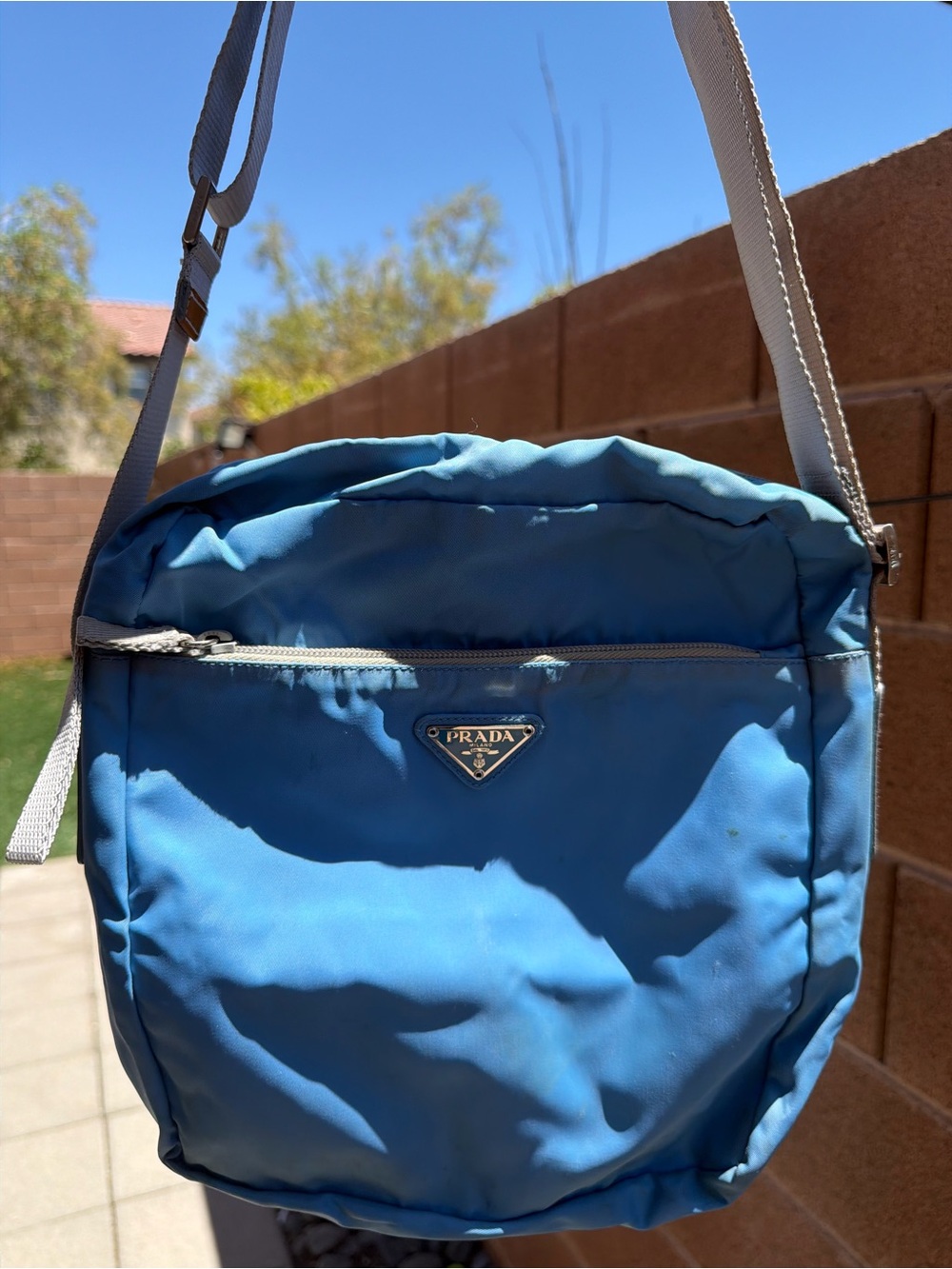 Prada Light Teal Nylon Shoulder Crossbody Bag